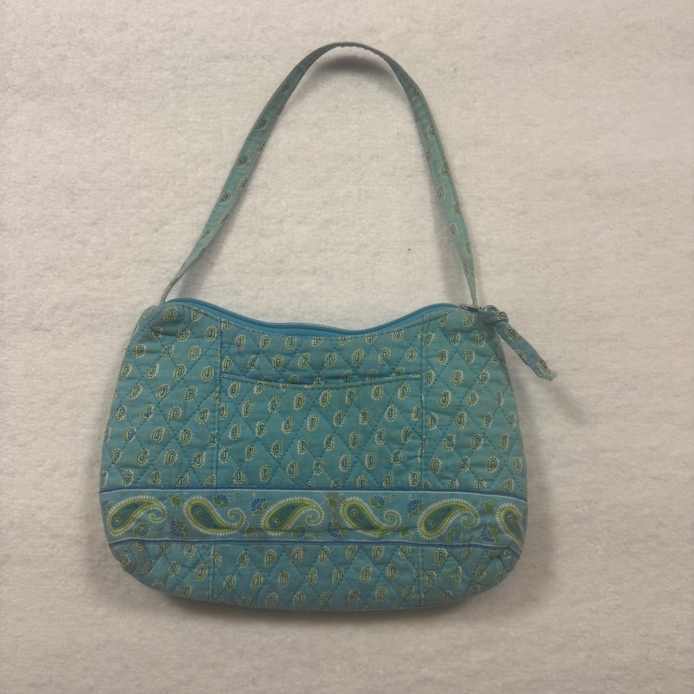 Y2K Teal Quilted Paisley Cotton Shoulder Bag Small Boho Zip‎ Top